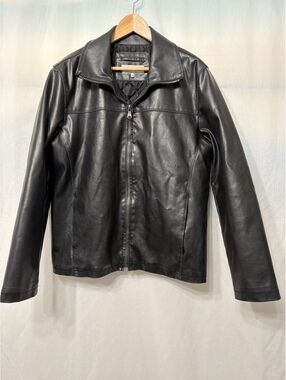 Calvin Klein Black Faux Leather Jacket Men's Medium